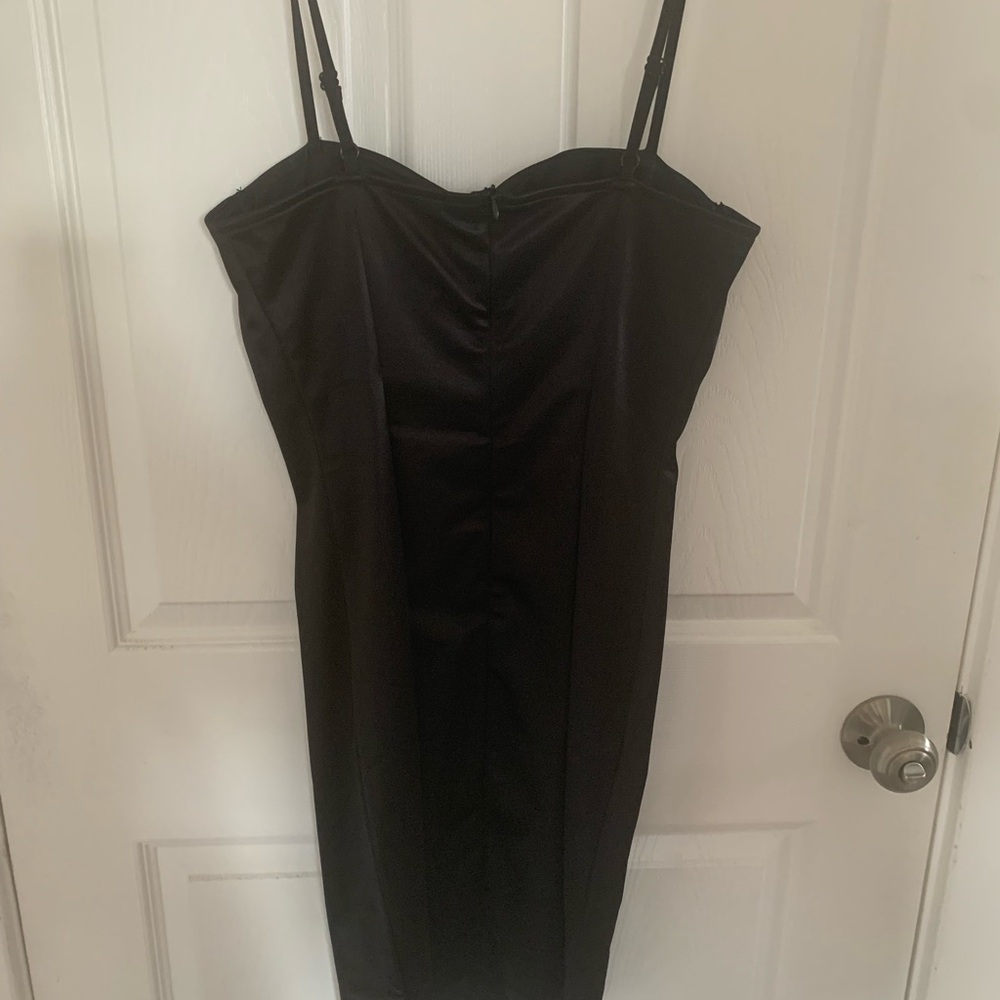 Black Satin Bodycon Slip Dress - Picture 6 of 6